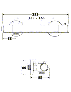 Thermostatic Combi Shower Valve. technical image