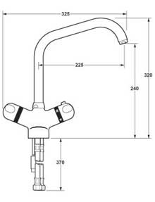 Dynamic Thermostatic Mono Kitchen Sink Mixer. technical image