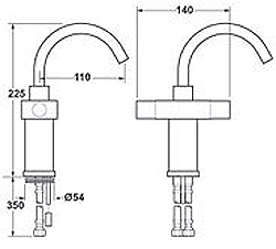 Mono Basin Mixer Tap With Swivel Spout. technical image