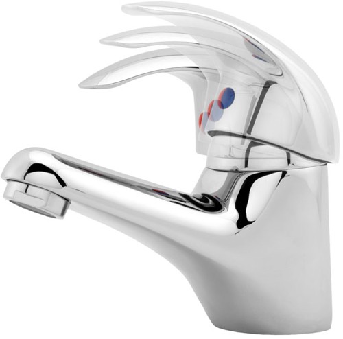 Enviro-Klick Mono Basin Mixer Tap With Pop Up Waste (Chrome). technical image