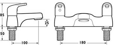 Bath Filler Tap (Chrome). technical image