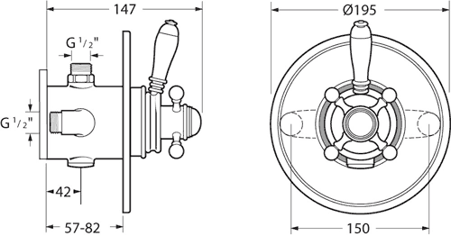 TMV2 Thermostatic Concealed Shower Valve (Chrome). technical image