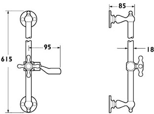 Traditional Riser Rail Kit With Handset (Gold). technical image