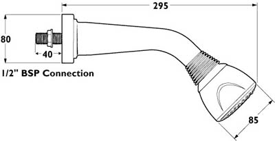 Kit S2 Single Function Shower Head With Arm (Chrome). technical image