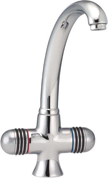 Malpenna Monoblock Sink Mixer with Swivel Spout. technical image
