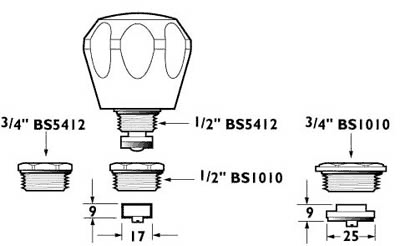 Universal Conversion Tap Head Kit With Metal Handles (Pair). technical image