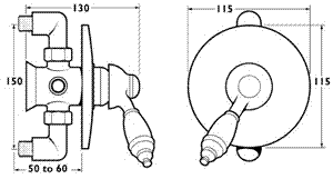 Montrose Manual Shower Valve (Gold). technical image