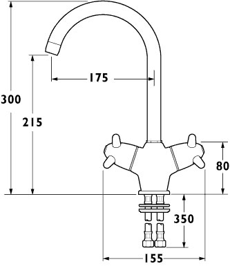 Prelude Monoblock Sink Mixer with Swivel Spout technical image