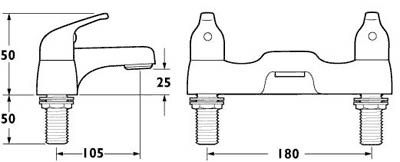 Bath Filler Tap (Chrome). technical image