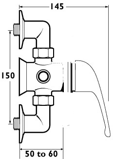 Manual Exposed Shower Valve (Chrome). technical image