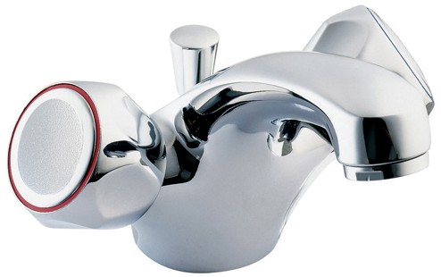 Water Saving Monoblock Basin Mixer Tap + Pop-up Waste. technical image