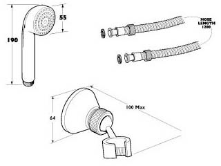Shower Kit With Shower Handset And Hose (Gold). technical image
