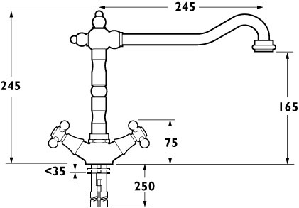 Brittany Monoblock Sink Mixer with Swivel Spout (Gold) technical image