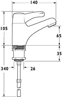 Single Lever Sequential Control Spray Basin Mixer Tap. technical image