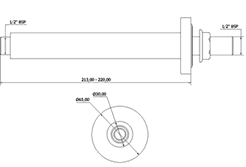200mm Round Ceiling Mounting Arm (Chrome). technical image