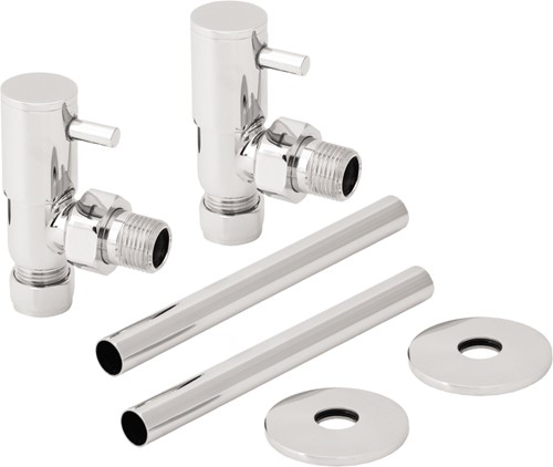 Angled Lever Head Radiator Valves With Trim (Pair). technical image