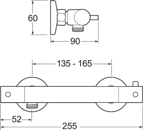 Thermostatic Combi Shower Valve. technical image