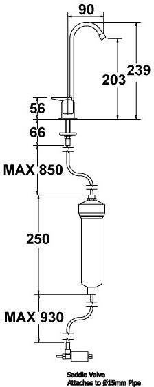 WFT001 Filtered Kitchen Tap With Filter And Kit. technical image