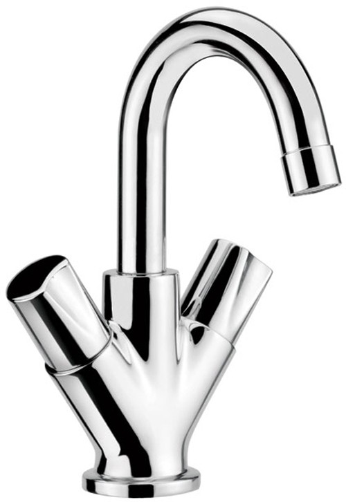 Low Spout Mono Basin Mixer With Pop-Up Waste. technical image