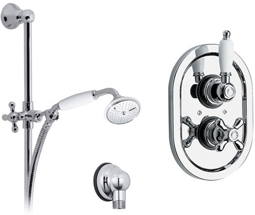 Chrome thermostatic shower valve & rail kit. technical image