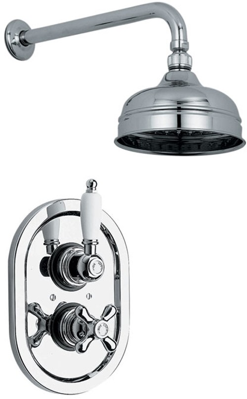Chrome thermostatic shower valve & fixed head. technical image