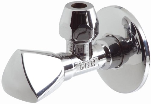 Chrome luxury pattern angle valve, 1/2", 10mm compression. technical image