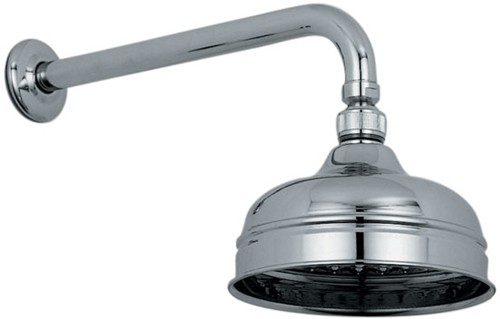 Traditional 6" fixed shower head and arm in chrome. technical image