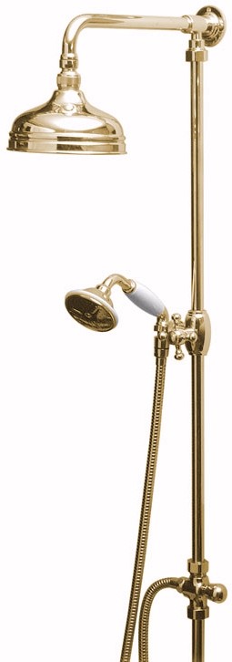 Traditional rigid riser kit in gold with 6" head. technical image