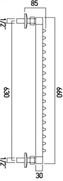 2 x 18 Jet Square Rainbars With Easy Clean Nozzles (Chrome). technical image