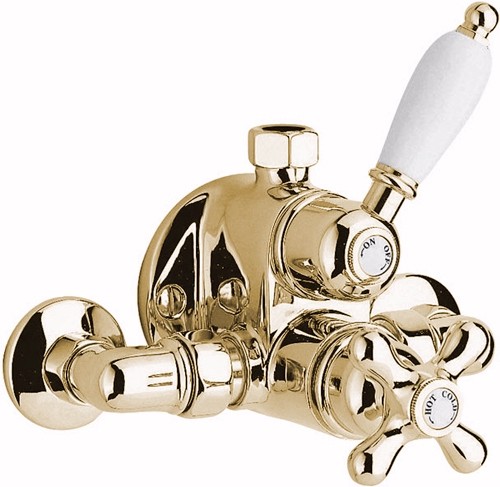 Exposed thermostatic shower valve 3/4" gold. technical image