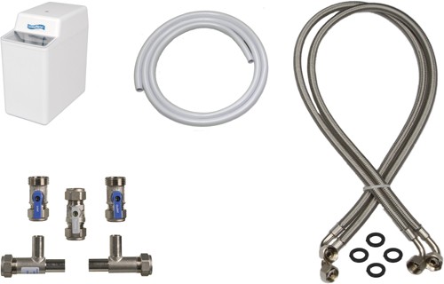 100 Water Softener (Electric Timer) With 15mm Installation Kit. technical image