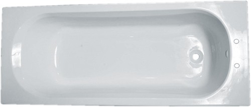 White Acrylic Bath & Metal Legs (2 Tap Hole). Size 1700x700mm. technical image