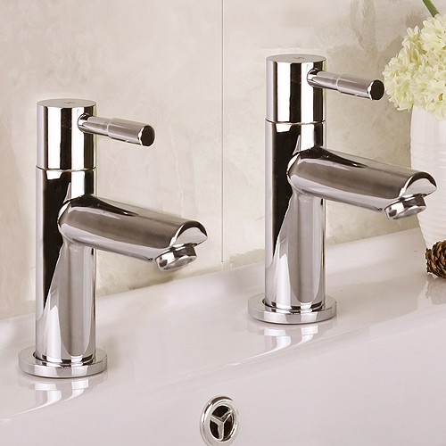 Basin Taps (Pair, Chrome). technical image