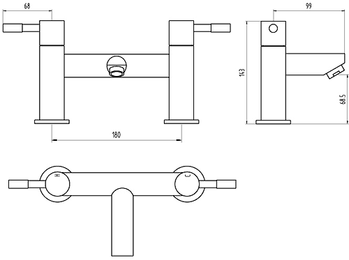 Bath Filler Tap (Chrome). technical image