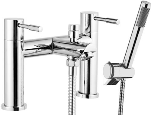 Bath Shower Mixer Tap With Shower Kit (Chrome). technical image