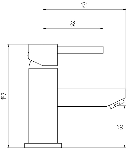 Mono Basin Mixer Tap (Chrome). technical image