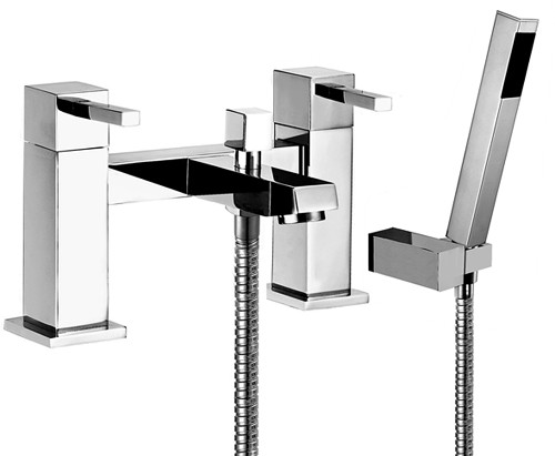 Bath Shower Mixer Tap With Shower Kit (Chrome). technical image