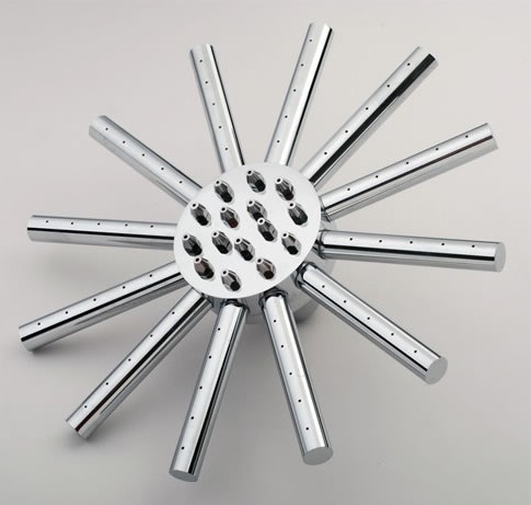 Twin Thermostatic Shower Valve, Ceiling Arm & Star Head. technical image