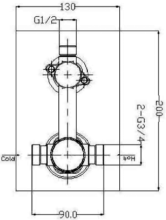 Twin Thermostatic Shower Valve, Ceiling Arm & Star Head. technical image