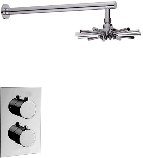 Twin Thermostatic Shower Valve With 8in Star Shower Head. technical image