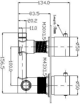 Twin Thermostatic Shower Valve With 8in Star Shower Head. technical image