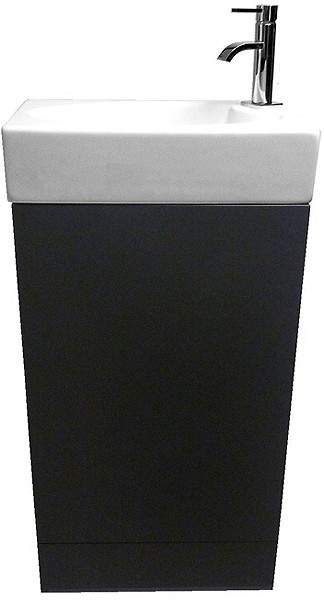 Cloakroom Vanity Unit With Basin (Black), Size 450x860mm. technical image