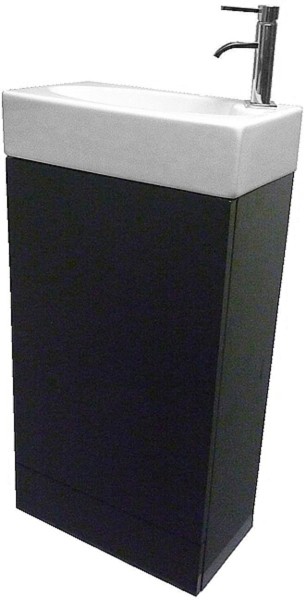Cloakroom Vanity Unit With Basin (Black), Size 450x860mm. technical image