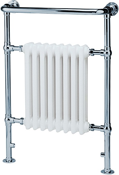 Victoria traditional bathroom radiator and towel rail (chrome). 632x945mm. technical image