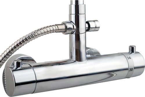 Thermostatic Shower Set With Valve, Riser And Round Head. technical image