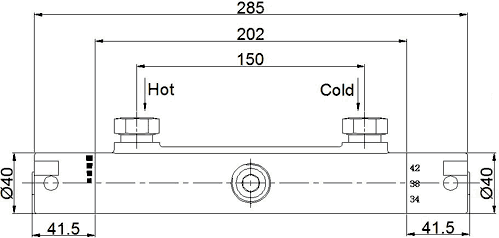 Thermostatic Shower Set With Valve, Riser And Round Head. technical image