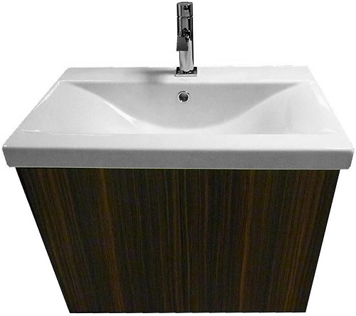 Wall Hung Vanity Unit With Drawer & Basin (Macasser), 600x390mm. technical image