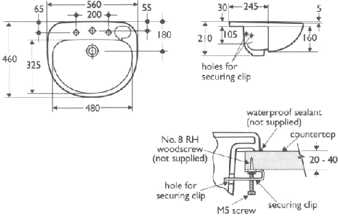 2 Piece Bathroom Suite. technical image