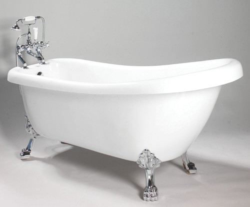 Eton 1570 Slipper roll top bath with ball & claw chrome feet. 1570mm. technical image