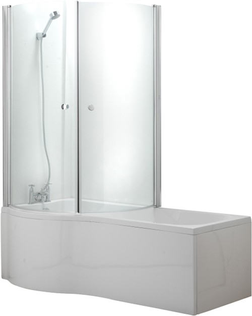 Complete Shower Bath Suite With 2 Screens. (Left Hand). 1500x750mm. technical image